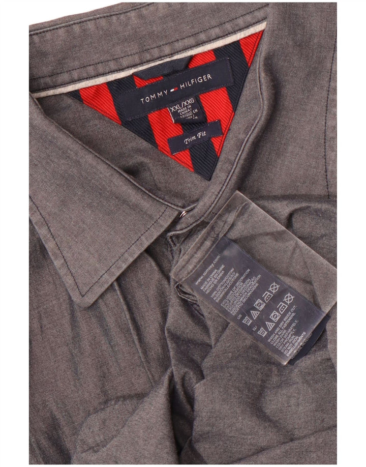 Tommy Hilfiger Мужская рубашка с отделкой 2XL, серая, хлопок