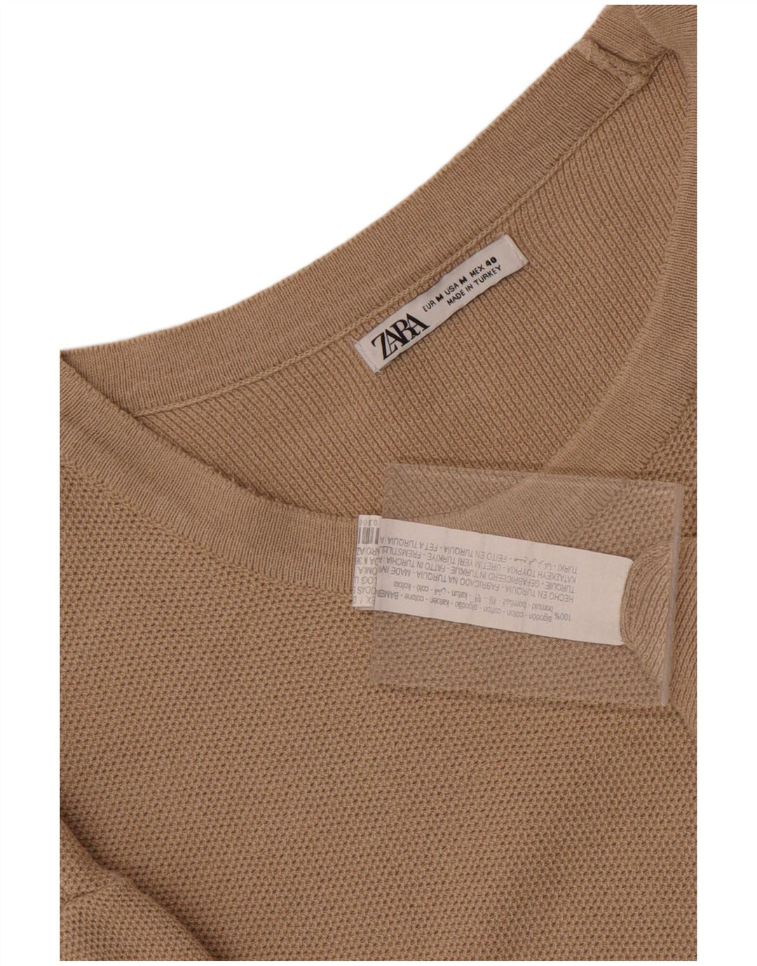 Мужская футболка с коротким рукавом Zara, хлопковый топ среднего коричневого цвета