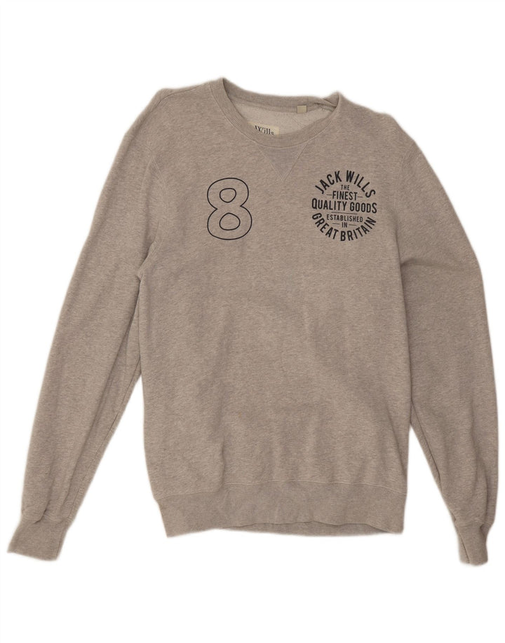 Мужской свитшот с рисунком Jack Wills, хлопковый джемпер среднего серого цвета в крапинку
