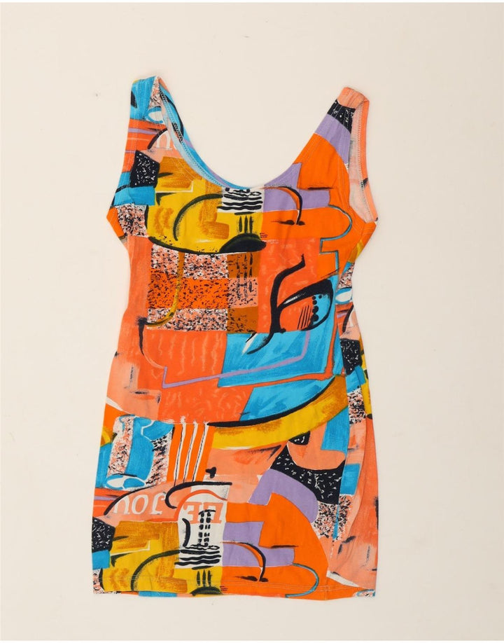 Винтажное женское облегающее платье с абстрактным узором, Великобритания, 8, маленькое, разноцветное