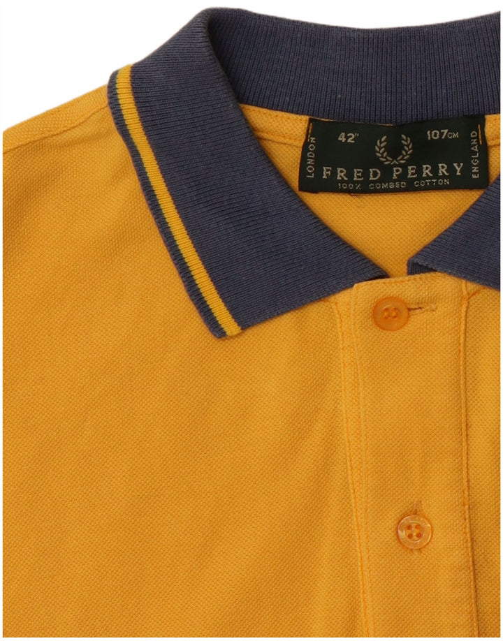 Мужская рубашка поло FRED PERRY, хлопок среднего желтого цвета
