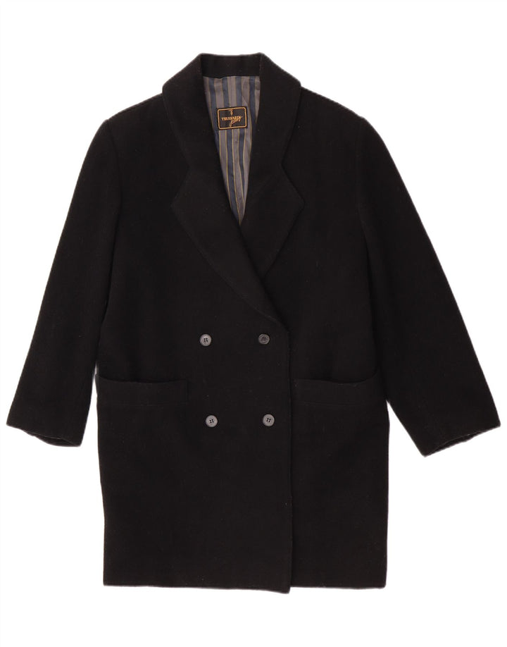 Trussardi Jeans Женское двубортное пальто IT 42 Medium Black из натуральной шерсти