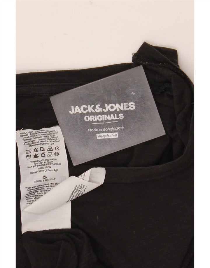 Мужская футболка стандартного кроя Jack & Jones из хлопка среднего размера, черная