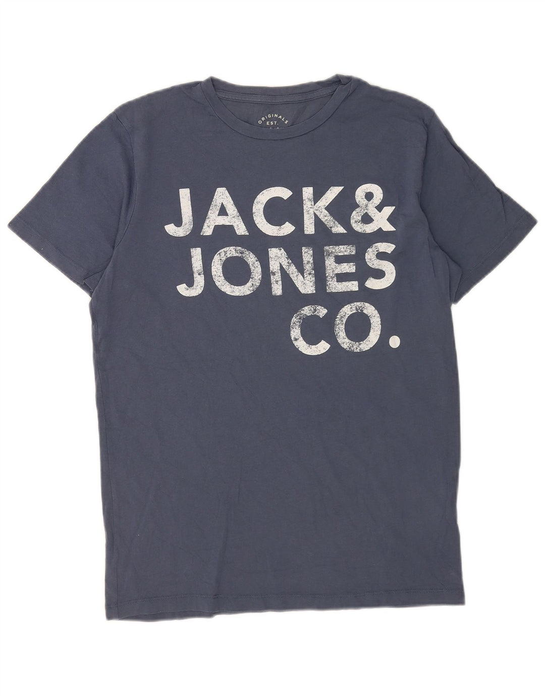 Мужская футболка с рисунком Jack & Jones, хлопковый топ среднего синего цвета