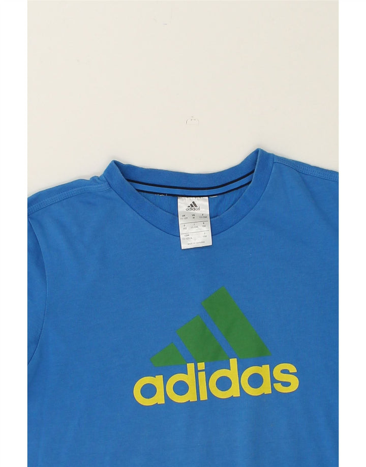 ADIDAS Boys Graphic T-Shirt Top 11-12 Years Blue Cotton | Vintage Adidas | Thrift | Second-Hand Adidas | Used Clothing | Messina Hembry 