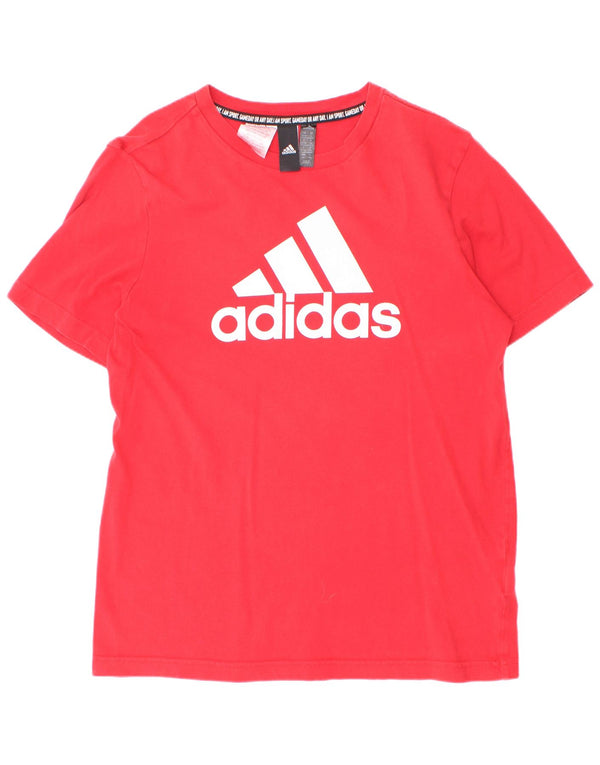 Футболка Adidas с рисунком для мальчиков, топ 13-14 лет, красный хлопок
