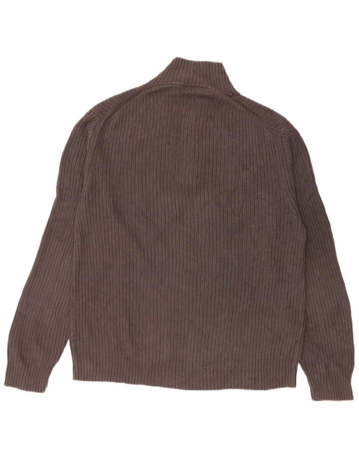 Мужской джемпер с воротником на молнии CALVIN KLEIN, большой серый хлопковый свитер