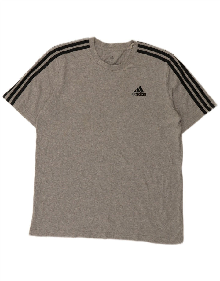 Adidas Мужская футболка из хлопка среднего серого цвета с крапинками