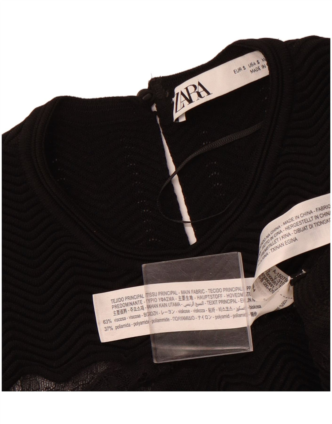 Женское кружевное платье макси без рукавов ZARA UK 8, маленькое черное из вискозы