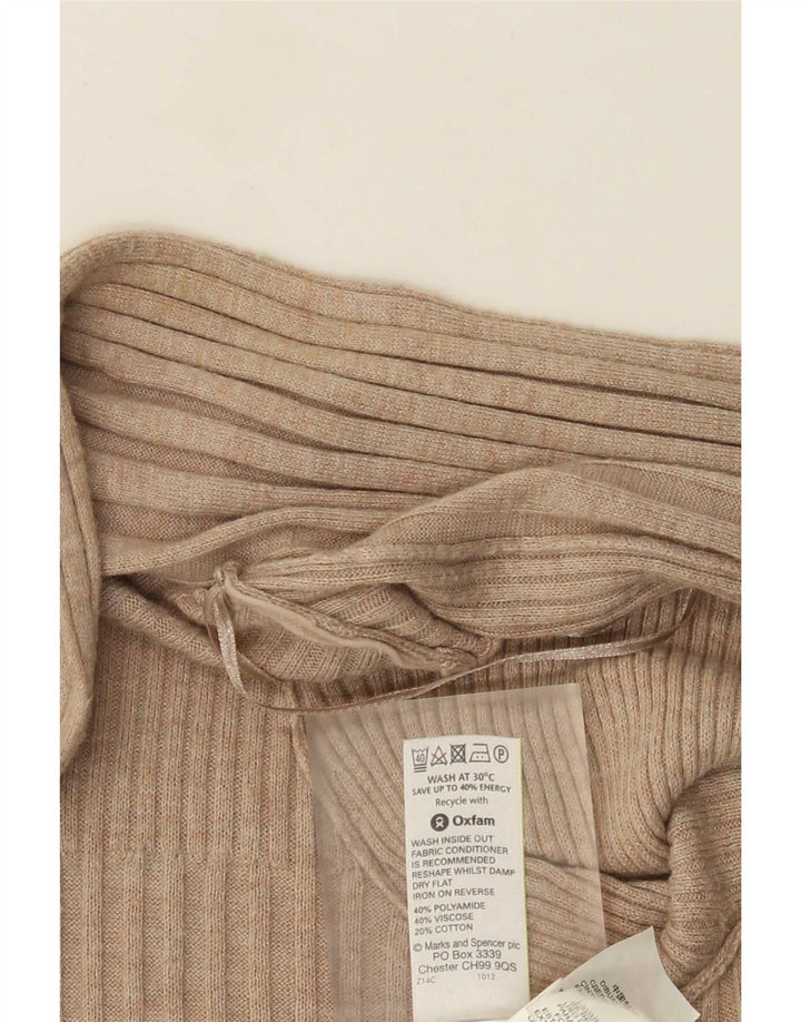 Женский удлиненный открытый кардиган Marks & Spencer UK 14, средний бежевый