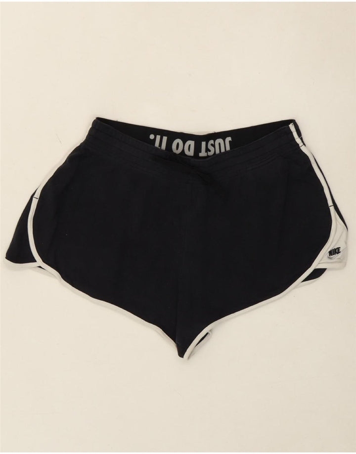 NIKE Womens Sport Shorts UK 14 Medium Navy Blue Cotton Vintage Nike and Second-Hand Nike from Messina Hembry 