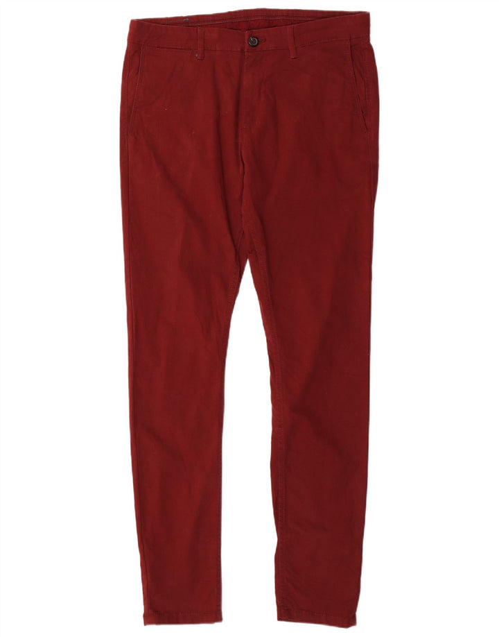 Мужские узкие брюки-чиносы Zara EU 42 Medium W32 L30 Темно-бордовые