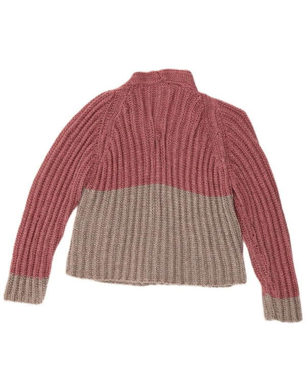 Женский свитер-кардиган VINTAGE UK 16, большой розовый цвет с цветными блоками