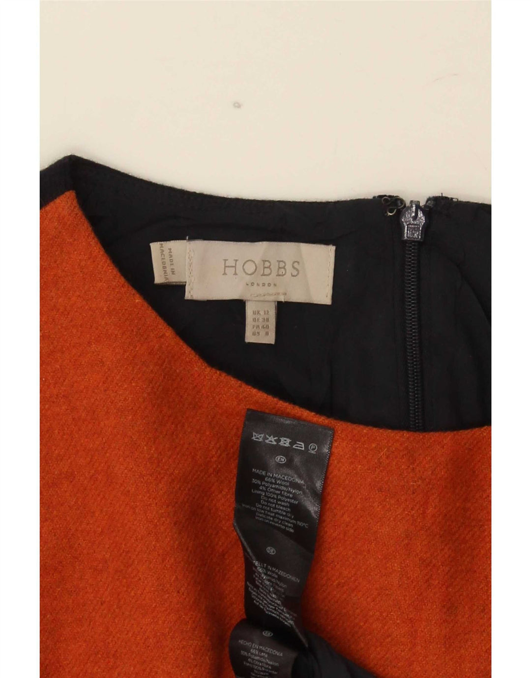 Женское платье-футляр Hobbs UK 12, средний оранжевый цвет, шерсть с цветными блоками