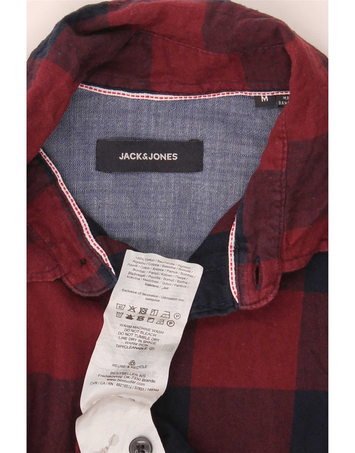 Мужская фланелевая рубашка стандартного кроя Jack & Jones среднего красного цвета в мелкую клетку, хлопок