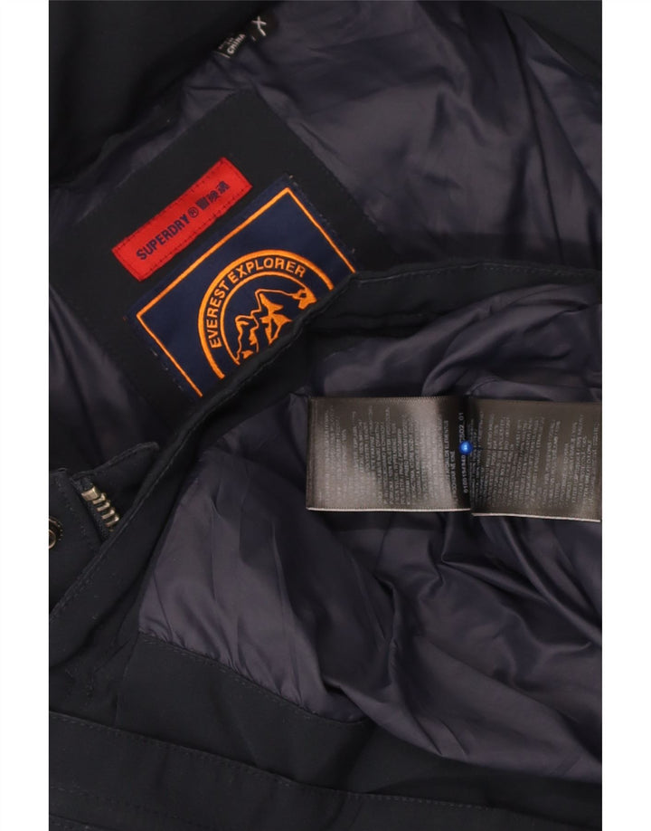 Мужская лыжная куртка Superdry с капюшоном UK 42 XL Темно-синяя клетка из полиэстера