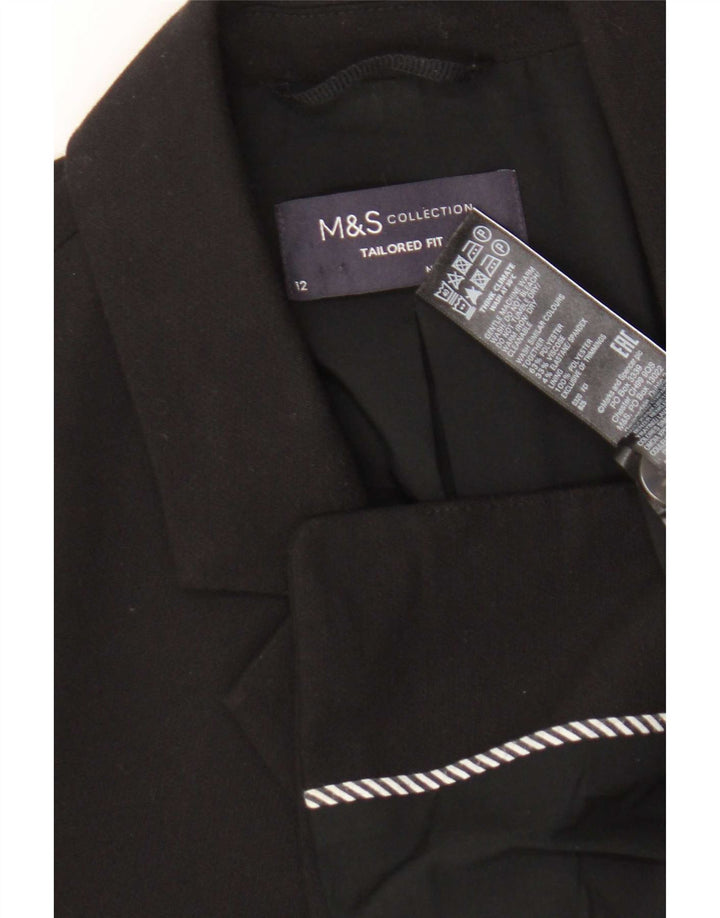 Женский пиджак приталенного кроя Marks & Spencer UK 12, средний черный
