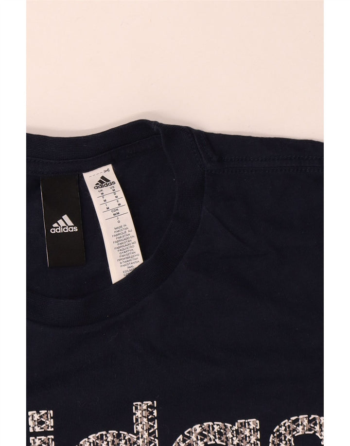 Adidas Мужская футболка с рисунком Топ среднего размера, темно-синий, хлопок