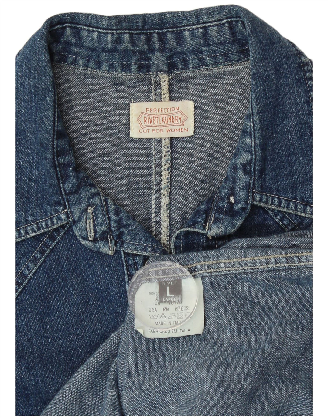 Винтажная женская джинсовая рубашка UK 16, большая синяя хлопковая рубашка