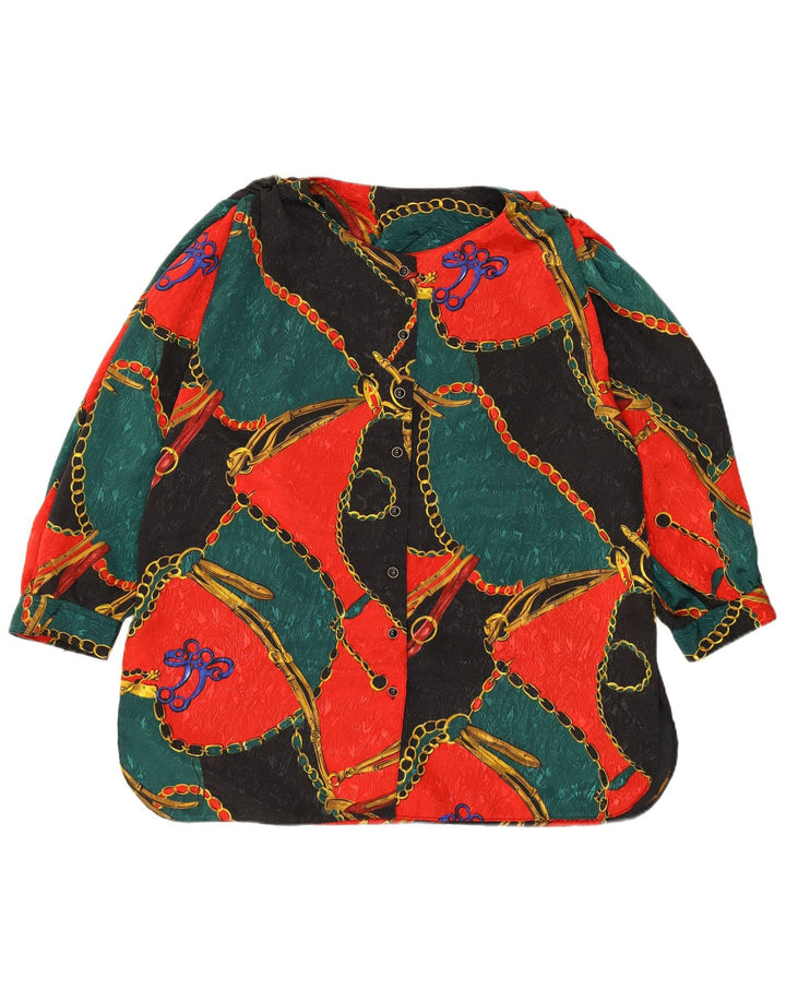 ВИНТАЖНАЯ женская блузка-рубашка с абстрактным узором, Великобритания, 18 XL, разноцветная