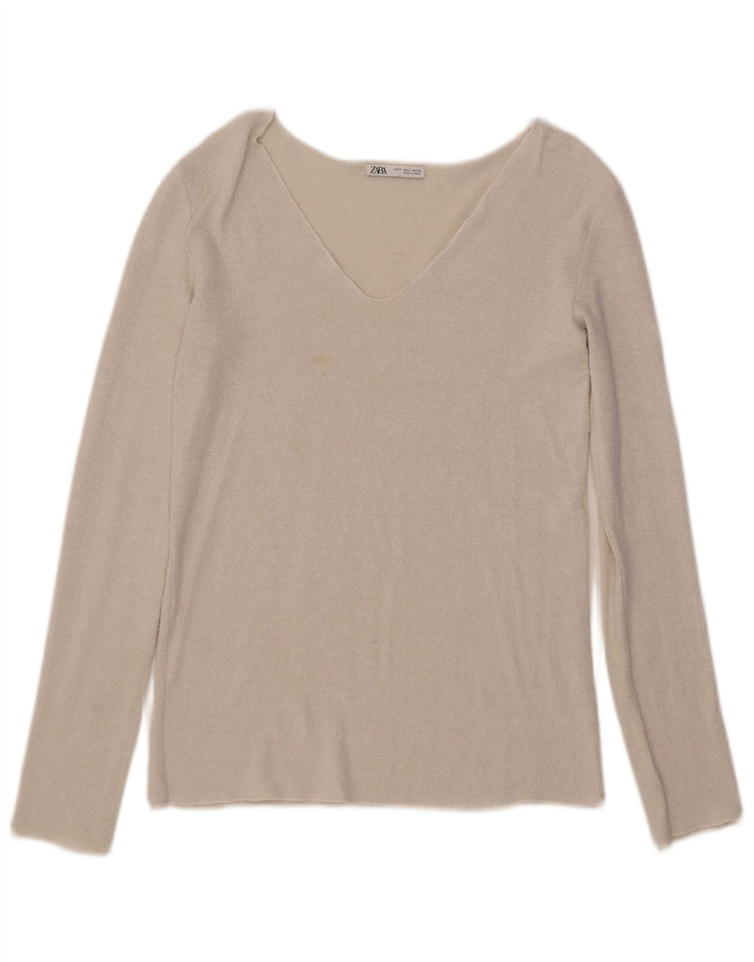 Женский топ Zara с длинным рукавом UK 10, маленький белый