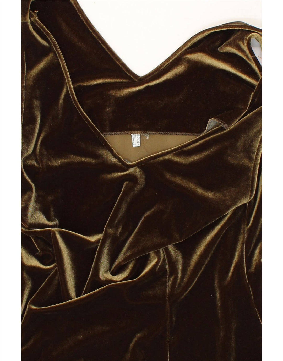 VINTAGE Womens Sleeveless Bodycon Dress UK 14 Medium  Khaki Polyester Vintage Vintage and Second-Hand Vintage from Messina Hembry 