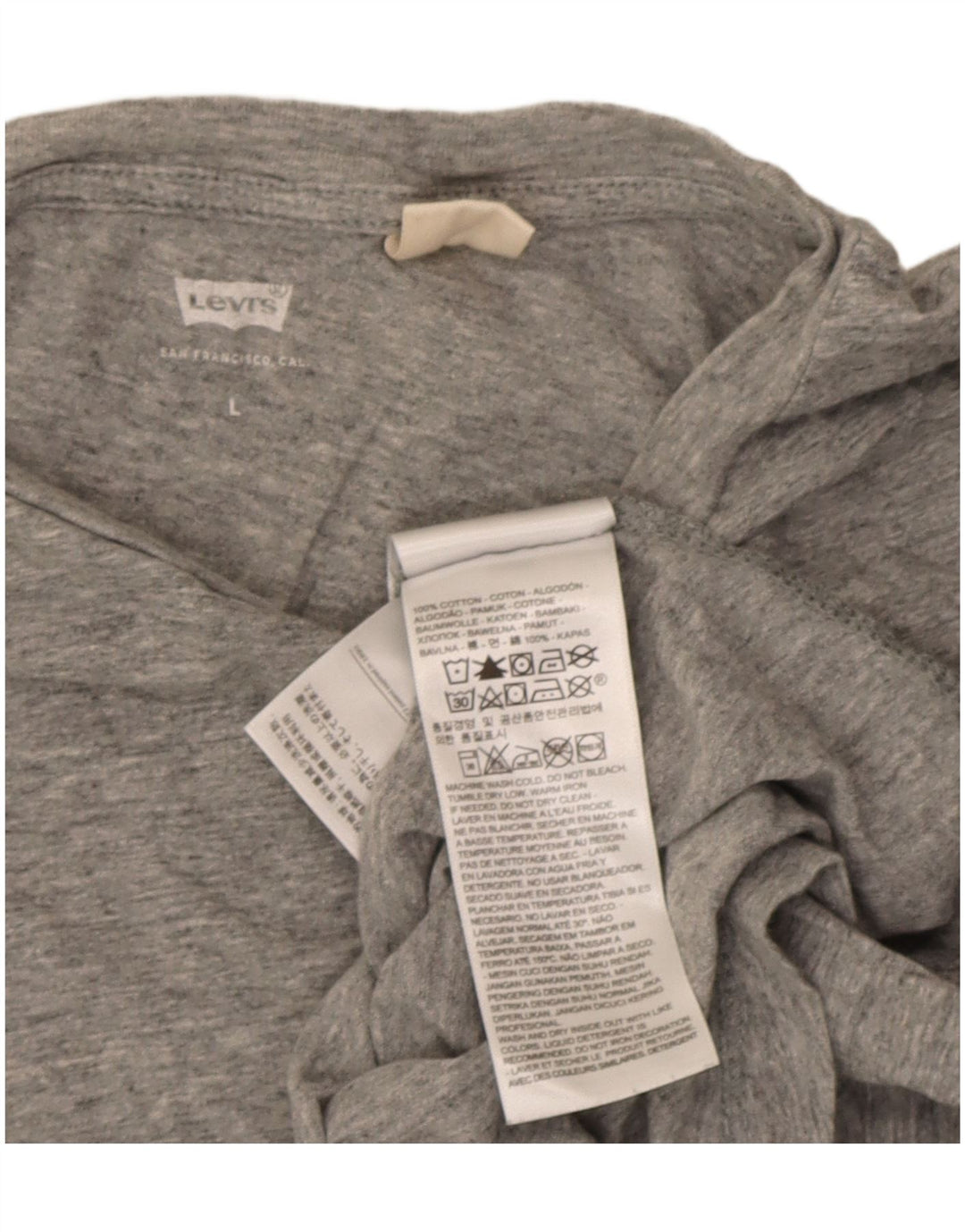 Мужская футболка с рисунком Levi's, большой серый хлопок с крапинками