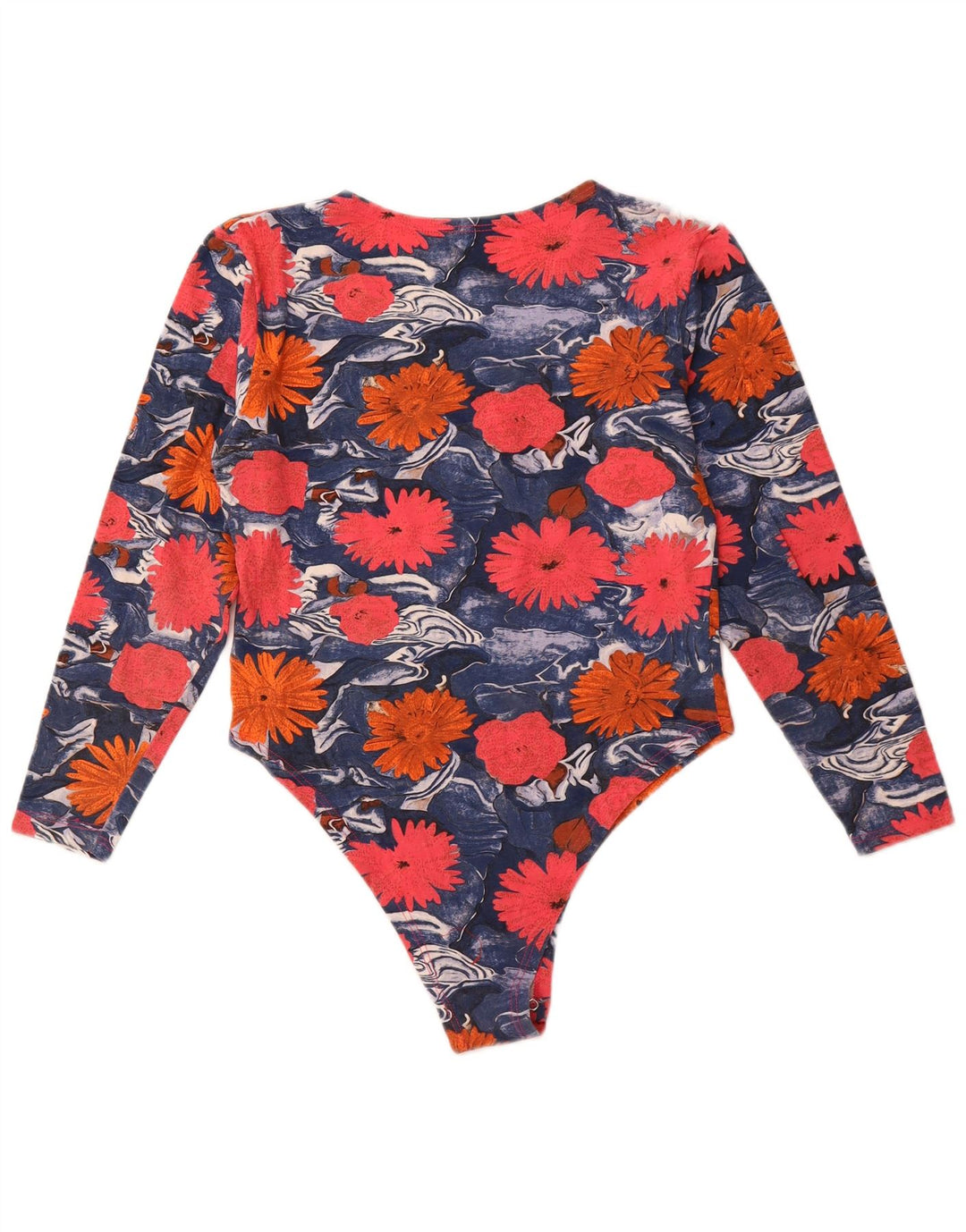 VINTAGE Womens Bodysuit UK 12 Medium Multicoloured Floral