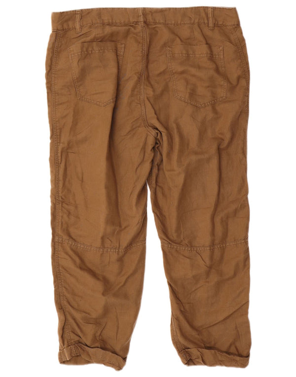 Calvin Klein Женские укороченные брюки большие W34 L23 Коричневые льняные брюки