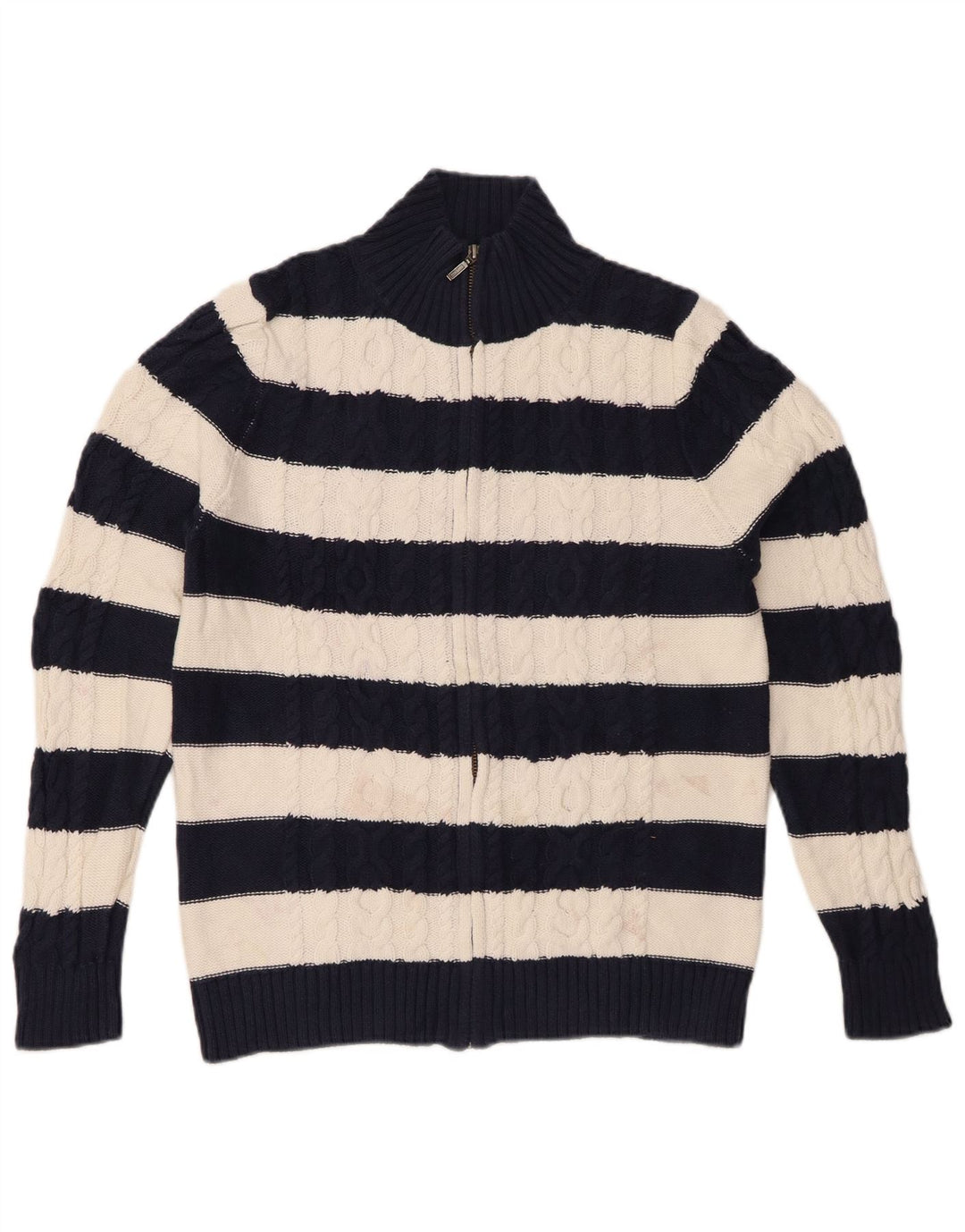 Женский кардиган L.L.BEAN свитер UK 14 средний темно-синий в полоску хлопок