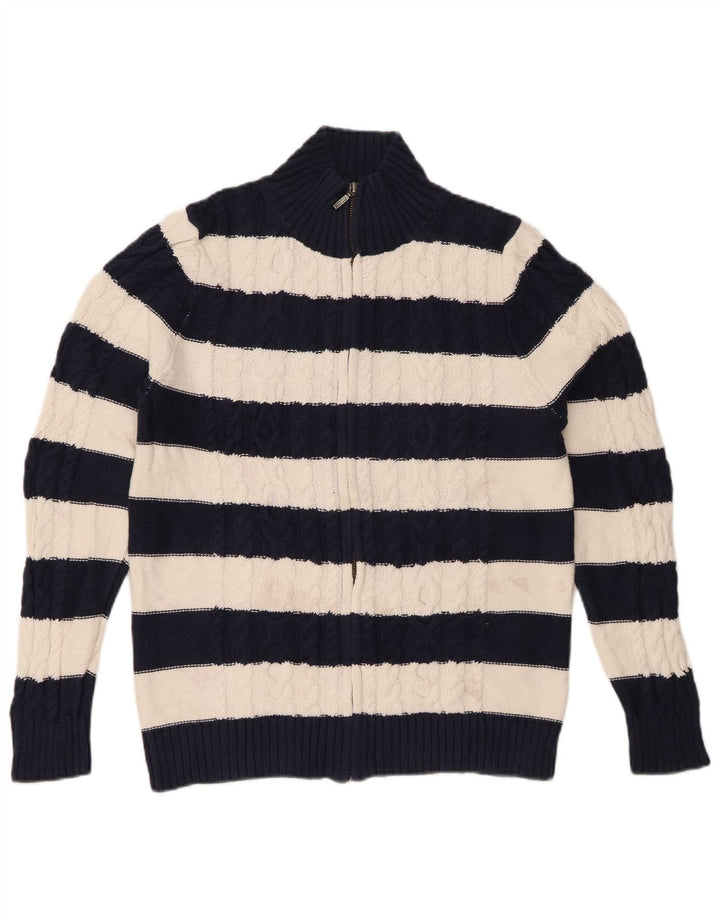 Женский кардиган L.L.BEAN свитер UK 14 средний темно-синий в полоску хлопок