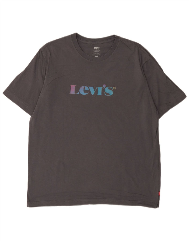 Мужская футболка свободного покроя с рисунком Levi's среднего серого цвета