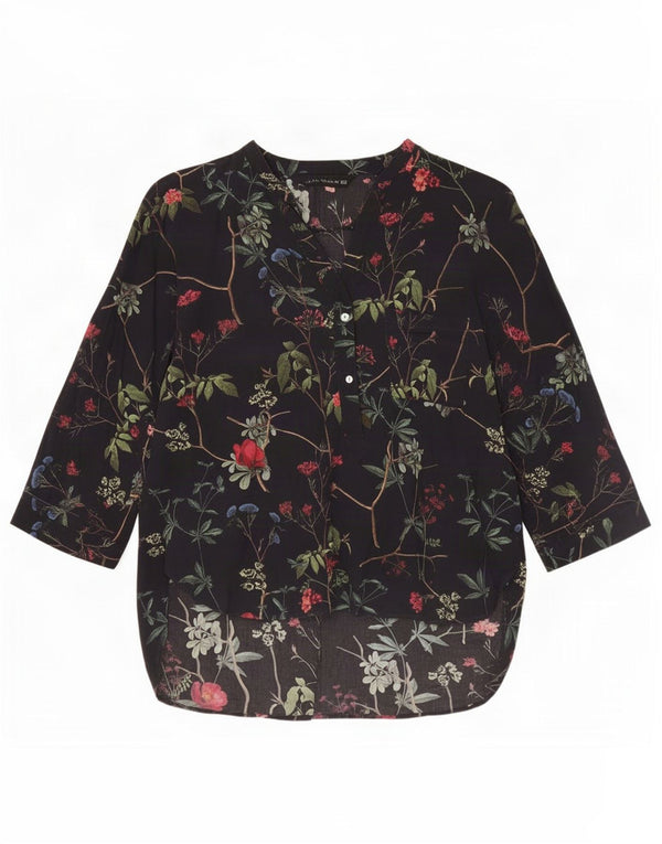 Женская блузка с рукавом 3/4 Zara UK 18 XL, черный цветочный принт