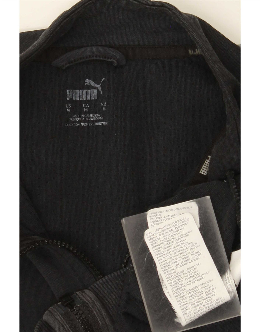 Мужской спортивный костюм Puma, верхняя куртка, средний черный, хлопок с цветными блоками