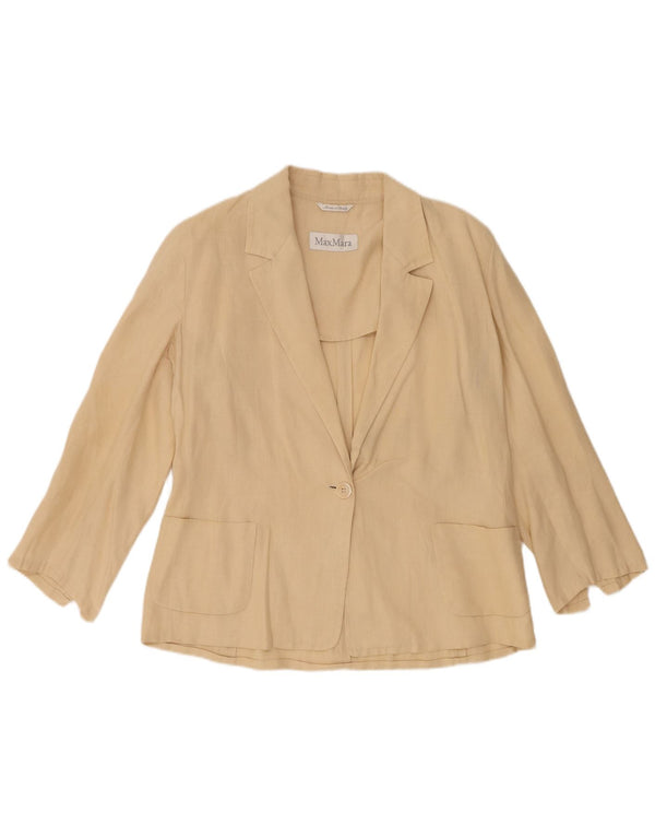 Женский пиджак на 1 пуговице Max Mara UK 16, большой бежевый