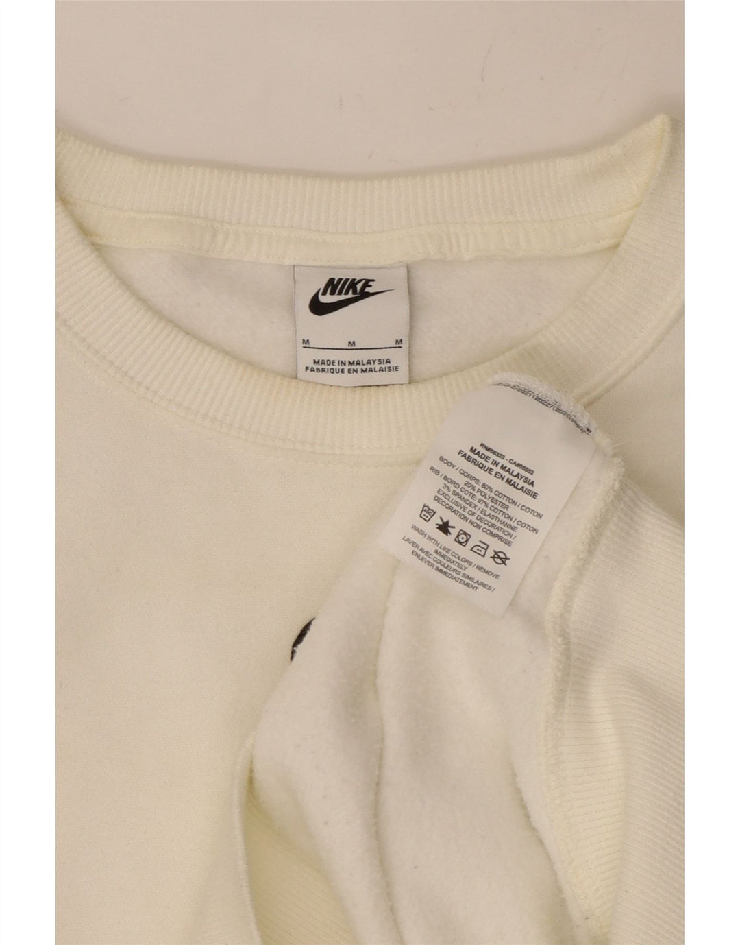 NIKE Womens Crop Oversized Sweatshirt Jumper UK 14 Medium White Cotton