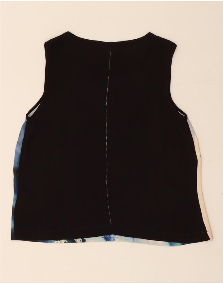 Женская укороченная блузка CALVIN KLEIN, Великобритания 10, маленький размер, темно-синий с цветочным принтом