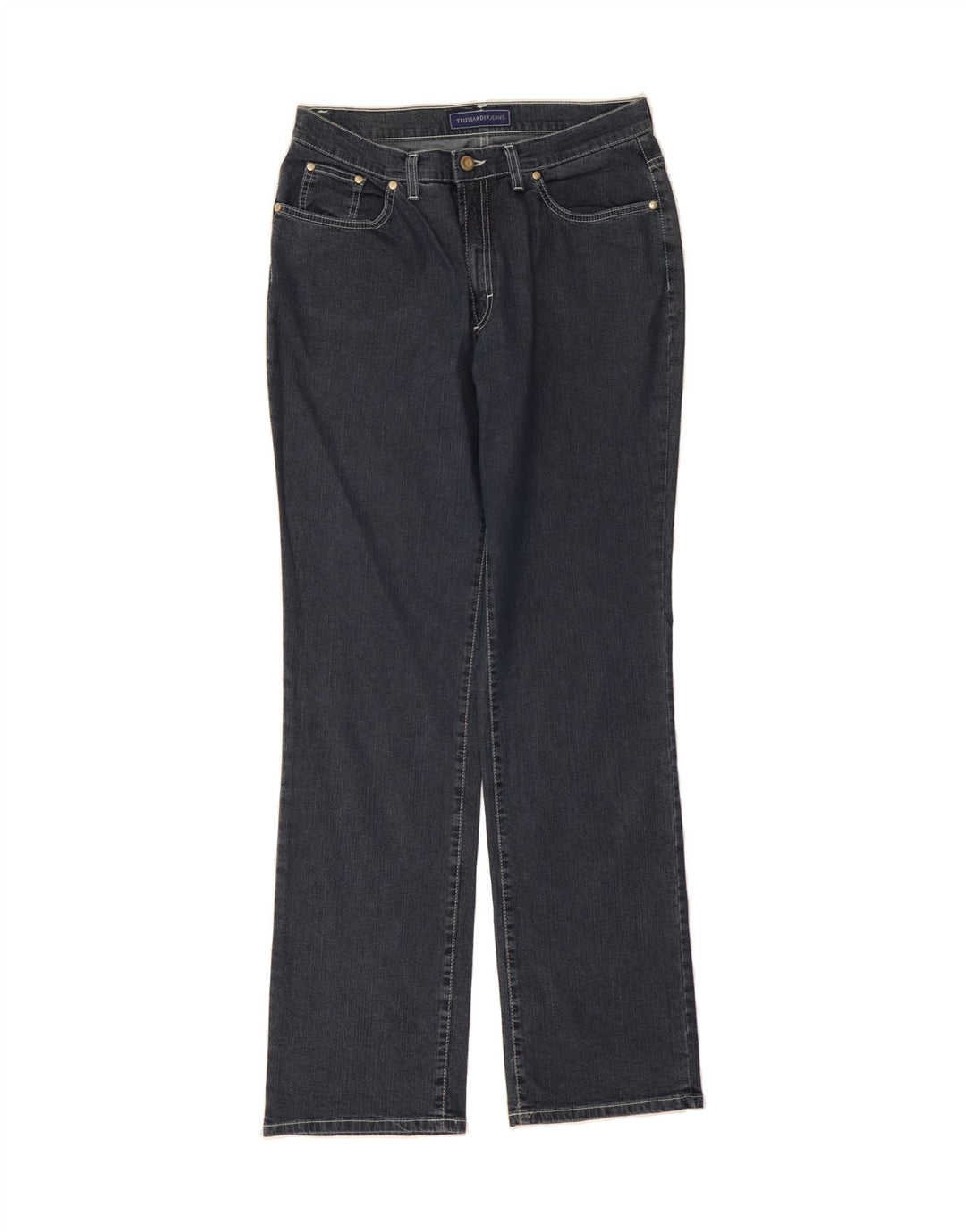 TRUSSARDI Womens Straight Jeans W34 L33 Navy Blue Cotton Vintage Trussardi and Second-Hand Trussardi from Messina Hembry 