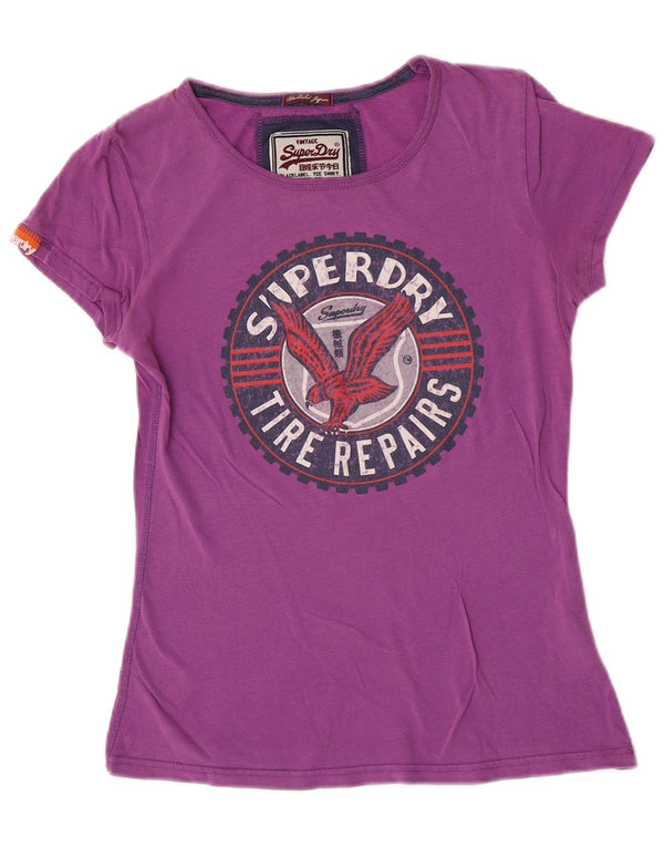 Женская футболка с рисунком Superdry Top UK 12, средний фиолетовый хлопок