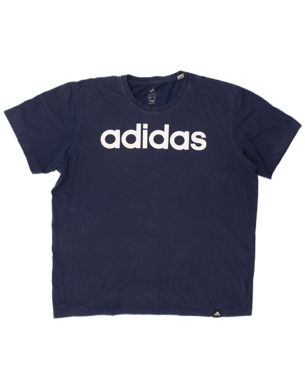 Мужская футболка Adidas Climalite с рисунком, большой темно-синий хлопок