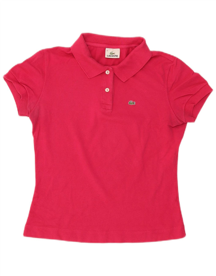 Женская рубашка поло Lacoste, размер 42, большая розовая, хлопок