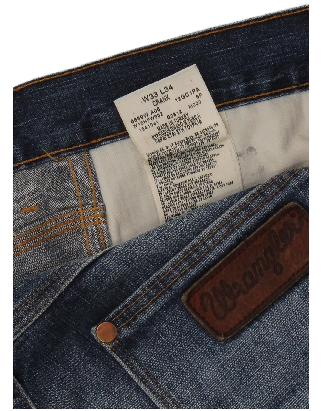 Мужские прямые джинсы WRANGLER W33 L34, синий хлопок