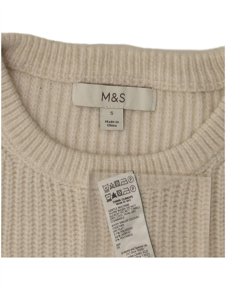 Мужской джемпер с круглым вырезом Marks & Spencer, маленький белый полиэстер