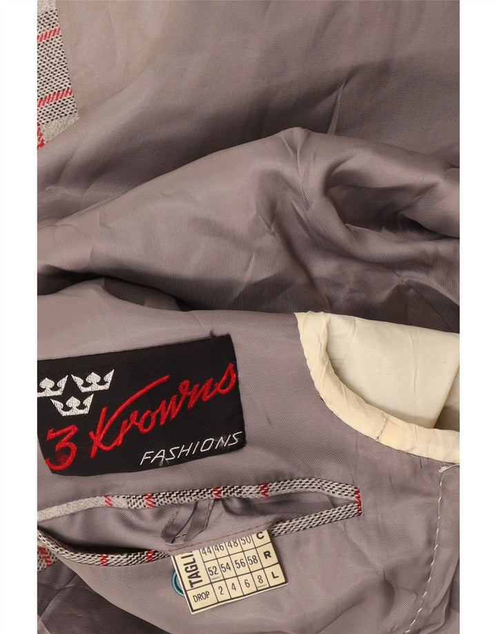 Винтажный мужской пиджак на двух пуговицах IT 52 XL, серый в клетку