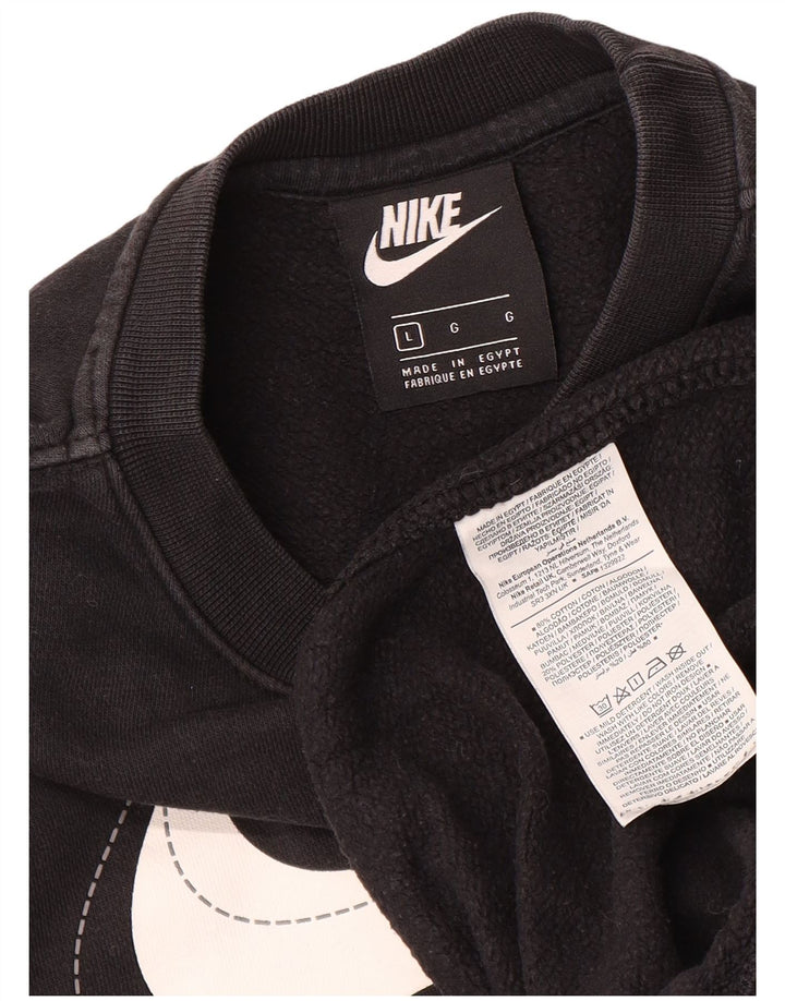Мужской свитер с рисунком Nike, большой черный хлопковый джемпер