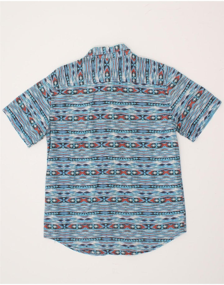 VINTAGE Мужская рубашка с коротким рукавом из хлопка средней синей полоски