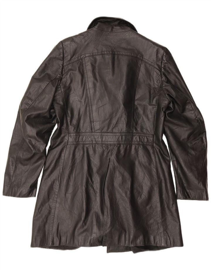 Винтажное мужское кожаное пальто UK 38, средний черный
