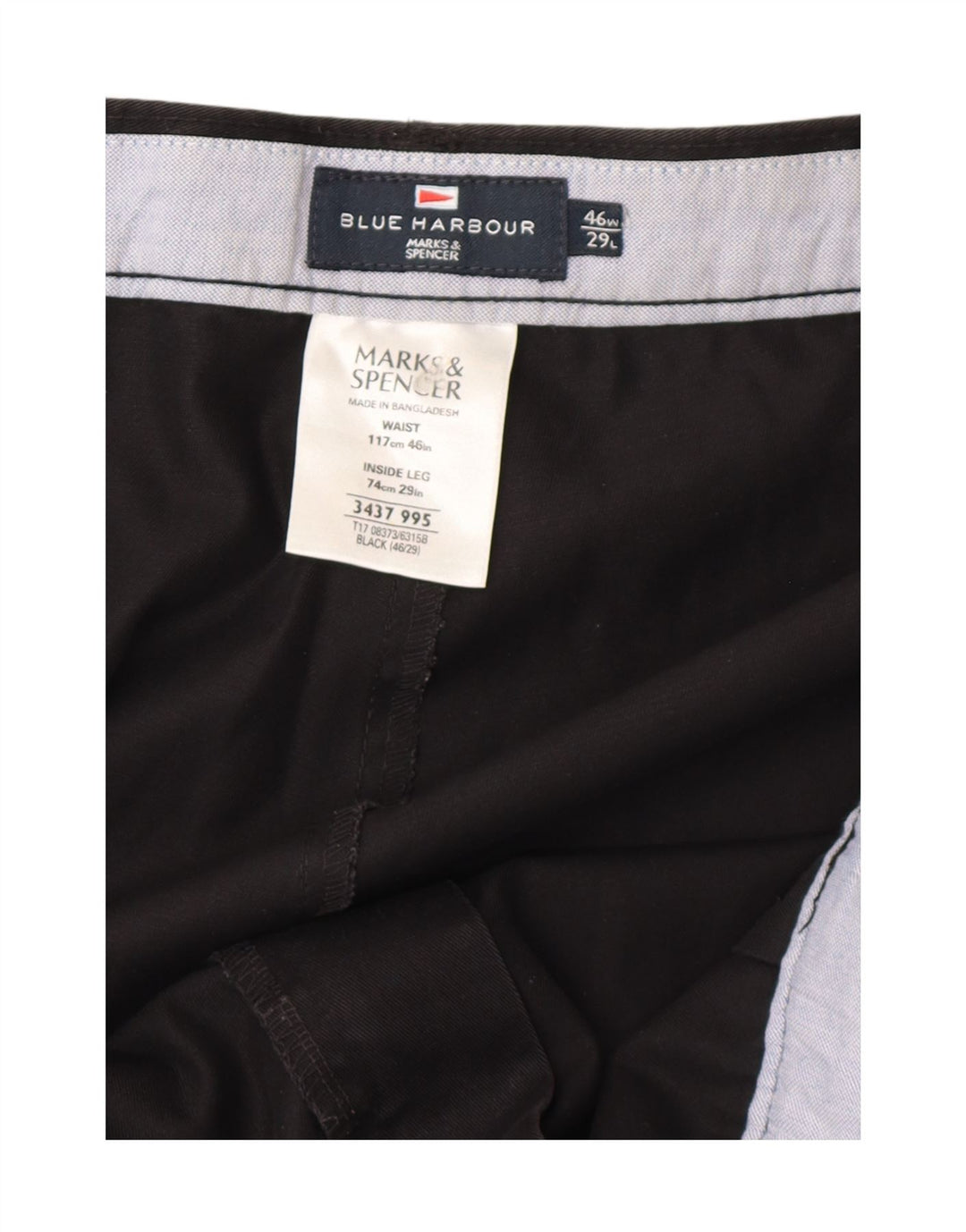 Мужские брюки-чиносы Marks & Spencer W46 L29, черные, хлопковые