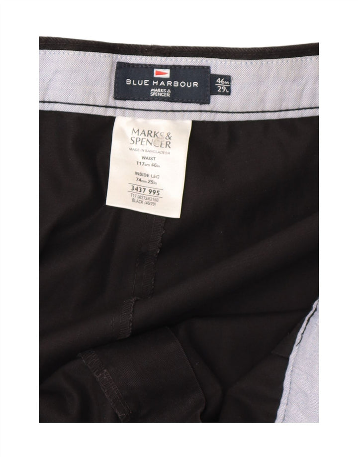 Мужские брюки-чиносы Marks & Spencer W46 L29, черные, хлопковые