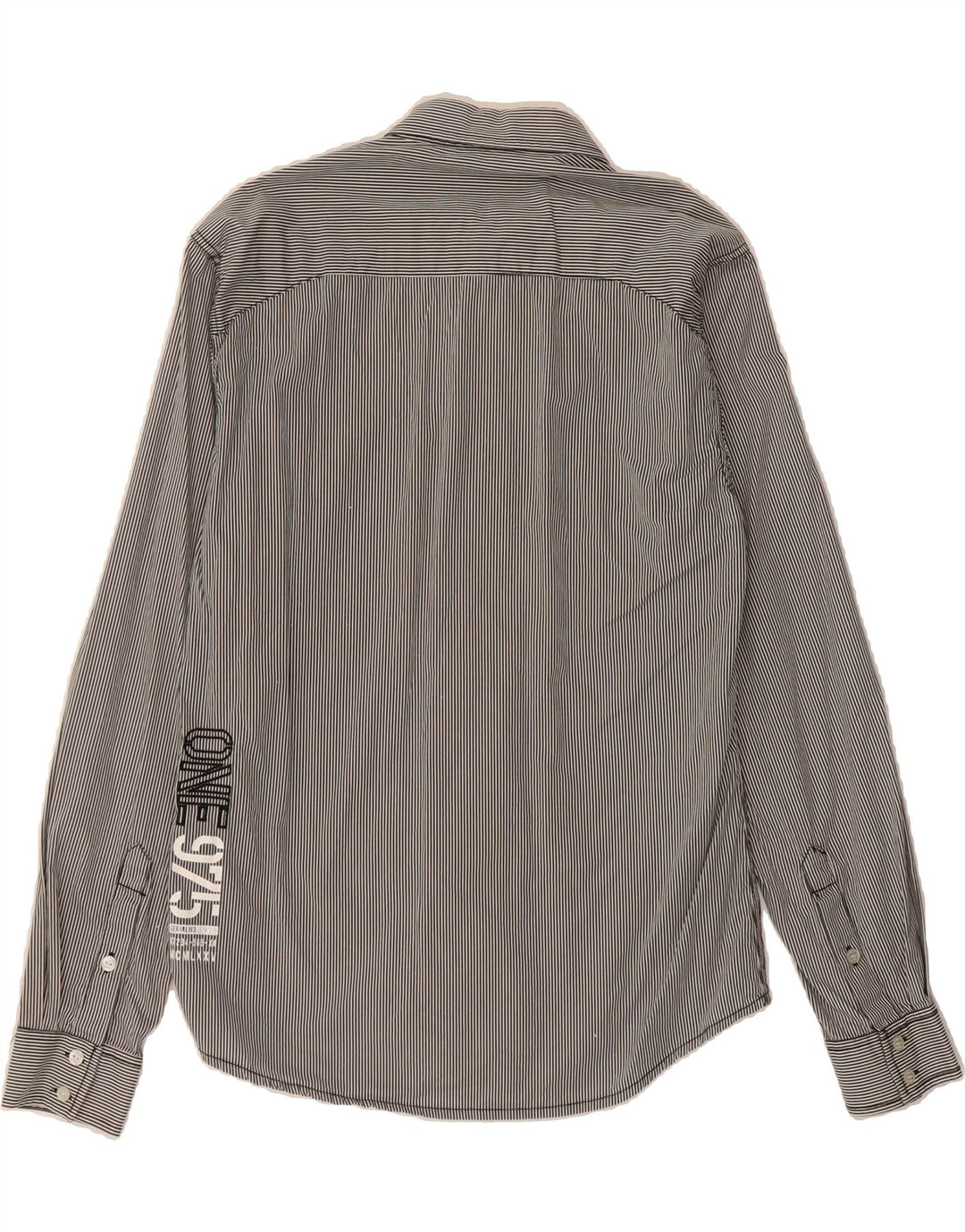 JACK & JONES Mens Shirt Large Grey Striped Cotton Vintage Jack & Jones and Second-Hand Jack & Jones from Messina Hembry 